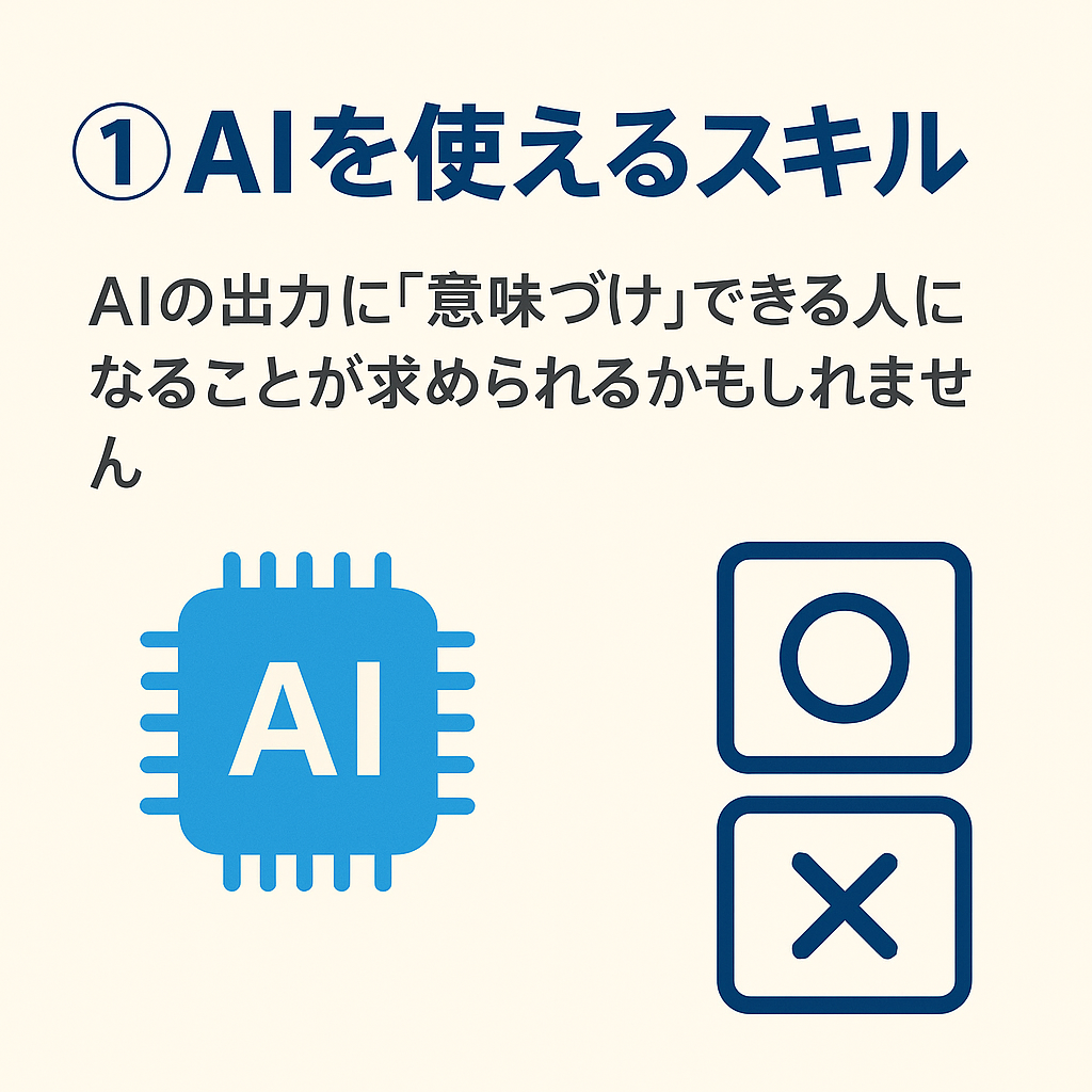 AI時代に必要なスキル (AI活用)を説明する図解
